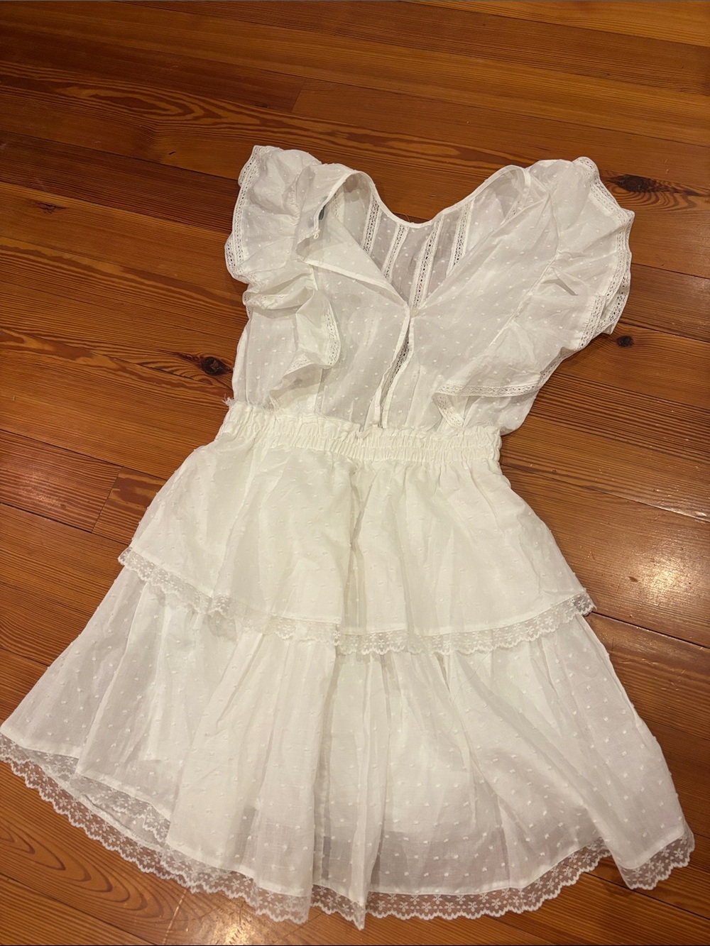 White Ruffle Tiered Kids' Dress